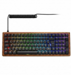 Klaviatūra Sharkoon SKILLER SGK50 S4 Gen2 Wood PBT (holz/juodas, FR-i&scaron;dėstymas, Gateron G Pro 3.0 Geltona)
