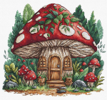Ava Stitch Kryželiu siuvinėjimo rinkinys &bdquo;Grybų namelis&ldquo; 16 ct Aida