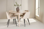 Venture Design Valgomojo komplektas Flora stalas ir naktinės kėdės 120 cm balta smėlio juoda