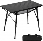Portal sulankstomas aliumininis kempingo stalas, 90 &times; 53 cm, reguliuojamo auk&scaron;čio, 4,2kg, TA-581-BLK-EUPR