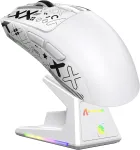 ATTACK SHARK belaidė žaidimų pelė su jutikliniu krovimo stovu, 40000 DPI, 53g, PAW3395PRO, BT/2.4G/USB-C, balta