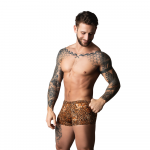 Male Power & Bone Yard Leopard Brown Short with Juodas Silicone Ring L