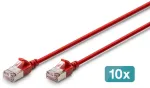 Digitus CAT 6A F-FTP plonas pataisymo laidas, 5 m, raudonas, 10 vienetų, 3 m, Cat6a, F/FTP (FFTP), RJ-45, RJ-45, raudonas