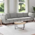 Sofa Svetainės baldų komplektas 4 vnt. &Scaron;viesiai pilka Audinys