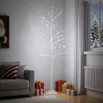Beržinė Kalėdų eglutė Balta 22 x 22 x 180 cm Plastmasė 319 LED