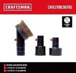 Craftsman cmxzvbe38785 1.5" natūralių &scaron;erių dulkių &scaron;epetys &scaron;lapio/sauso valymo priedo siurbliui su 1 9/8" ir 2 1/2" adapteriu