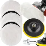 Amio rinkinys grąžtui, diskas, padelis su velcro, poliravimo kailis, 3x vilnoniai padeliai 125mm