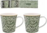 The Leonardo Collection William Morris Larkspur puodelių rinkinys, 2 puodeliai virtuvei ir namams | Stilingas stalo indų puodelių rinkinys bet kokiai progai | Patvarus kavos puodelių rinkinys, dovana moterims