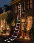 Milfech led santa claus kopėčių girlianda 3 m rgb led kalėdinis ap&scaron;vietimas, 8 režimų kalėdinės dekoracijos lemputės langams, sodui, namams