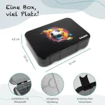 Boks184 vaiki&scaron;ka prie&scaron;piečių dėžutė su skyreliais - nepralaidi bento dėžutė - tvirta - be Bpa - prie&scaron;piečių dėžutė į mokyklą, darželį ir ekskursijas - užkandžių dėžutė - prie&scaron;piečių dėžutė (futbolo kamuolys, juoda)