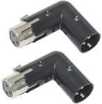3 kontaktų xlr 90 laipsnių adapteris, reguliuojamas vyri&scaron;kas į moteri&scaron;ką stačiu kampu xlr adapteris dmx kabeliui, juodas (2 vnt.)
