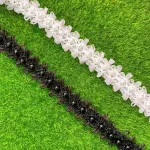 Yurosiay 1 jardas organzos karoliukų nėrinių apdaila 2,5 cm klostuotas kra&scaron;tas su perlais Eleganti&scaron;ka pynimo nėrinių apdaila raukinių apdaila siuvimui balta