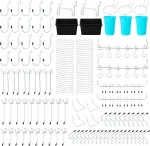 Knpwer 143 vnt. įrankių sieninių kabliukų, perforuotų sieninių kabliukų, įrankių sieninių kabliukų su 5 lentynų krep&scaron;eliais, skirtų įrankių organizavimui