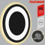 Telefunken - led lauko sieninis &scaron;viestuvas, 1 lemputė, su foninio ap&scaron;vietimo efektu, su dekoratyvine plok&scaron;tele, 15 w, 2000 liumenų, 4000 kelvinų, ip44, balta/juoda, apvalus, 28 cm