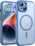 Tocol dėklas, skirtas iphone 14, magsafe, pilna kameros apsauga, atsparus smūgiams, atsparus įbrėžimams, permatomas galinis dangtelis, magnetinis telefono dėklas, skirtas iphone 14, &scaron;viesiai mėlynas