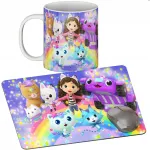Puodelio ir padėkliuko rinkinys - Gabby's Dollhouse - dovana, daug dizainų + vardas