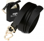 Juodas odinis 2,5cm pločio Beltimore moteri&scaron;kas diržas su sagtimi D54