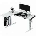 Reguliuojamo auk&scaron;čio kampinis žaidimų stalas Ultradesk Winger LED RGB, Baltos spalvos