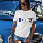 Moteri&scaron;ki mar&scaron;kinėliai "Automobilio numeris" su Jūsų pasirinktu valstybiniu numeriu