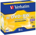 Verbatim Blank DVD+RW SERL 4.7GB 4x 5 Pack Jewel