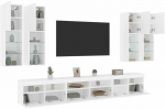 TV staliukas Sieninės TV spintelės su LED lemputėmis, 7vnt., baltos spalvos