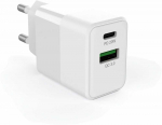 FoneKit Double 20W -laturi, USB-C + USB-A, valkoinen
