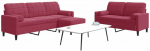 Sofa Sofos komplektas su pagalvėlėmis, 3 dalių, vyno, aksomas