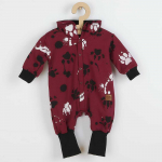 New Baby Kūdikių medvilninis kombinezonas su gobtuvu ir ausytėmis Naujas Baby paw tamsiai rožinis, dydis 56 (0-3m), 56 (0-3m)