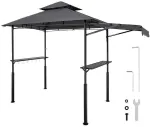 Metalinė BBQ pavėsinė, lauko grilio pastogė, sodo stogelis, terasos grilio palapinė, 2.43m x 1.5m grilio pavėsinė sodui