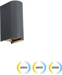 Sieninis &scaron;viestuvas 10W LED sieninis fasado &scaron;viestuvas AZORES, tamsiai pilkas, 3000/4000/6500K, IP65, 4343001