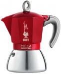 Bialetti Moka Induktion, Moka pot, 0.28 L, Raudona, Nerūdijantis plienas, Aliuminio, Nerūdijantis plienas, 6 cups, 1 pc(s)