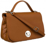 Moteri&scaron;ka karamelinės spalvos &bdquo;David Jones&ldquo; crossbody rankinė su sidabro spalvos furnitūra