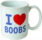 Spencer Fleetwood I Love Boobs Mug Baltas 400ml - Humorous Printed Ceramic Cup, Indaplovė Safe