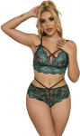 Subblime Sets Subblime 954086 Lace Bra & Panties Set Žalias S/M - Elegant Lingerie