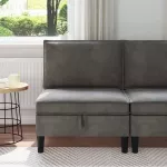 Vidurinė sofa su saugykla Tamsiai pilka Aksomas