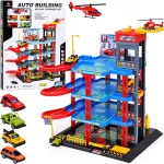 Jokomisiada 4-Level Parking Garage Lift Car Wash Toy Cars Helicopter Ramps ZA6198