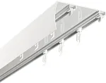 Decastyl Lubinis bėgis su dangteliu platus atstumas tarp kreipiančiųjų 102 mm slankikliai su spaustukais 200 cm aliuminis baltas dvigubas KOWALSKI