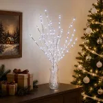 LED varinių &scaron;akų kalėdinė dekoracija 3 vnt. Balta 62 cm Plienas