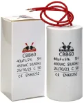 Electrofit paleidimo kondensatorius, variklio kondensatorius, nuolatinis kondensatorius varikliui, 40&micro;f 450v, kabelis, cbb 60