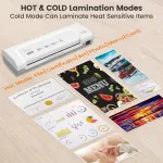 Laminatorius A4 Portable Laminator Quick Laminator 4-in-1 laminavimo rinkinys su 30 laminavimo vokų, popieriaus pjaustykle, kampų apvalinimo įrankiu, kar&scaron;tas ir &scaron;altas laminavimas naudojimui namuose, biuro nuotraukoms ir kortelėms