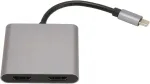 Usb c į dual hdmi adapteris, 4 viename doko stotis su hdmi + usb 3.0 + 100w pd įkrovimo prievadu, 4k@30hz usb c į hdmi keitiklis, palaiko veidrodinį ir i&scaron;plėstinį režimus, plug and play