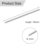 304 nerūdijančio plieno strypai, 150 mm ilgio, 2 mm skersmens, vientisas nerūdijančio plieno veleno tekinimo staklių strypas sodo dekoravimui, pramoninėms ma&scaron;inoms, "pasidaryk pats" amatams (3 vnt.)
