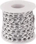 Boutigem 5 metrų aliuminio bortelių grandinėlė, sidabrinė, nesulituota, susukta grandinėlė 13,5 x 8 x 2 mm, skirta "pasidaryk pats" vėriniams, papuo&scaron;alų gamybai ir rankdarbiams