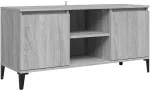 TV staliukas TV spintelė su metalinėmis kojomis, pilka ąžuolo, 103,5x35x50cm