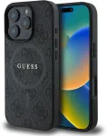 Cg mobile guess hc telefono dėklas, skirtas iphone 16 pro max, patvarus, atsparus smūgiams, suderinamas su magsafe, pu 4g ring classic logo dėklas, juodas