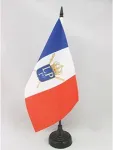 Az Flag Louis-philippe I of France 1830-1848 stalo vėliavėlė 5'' x 8'' - Prancūzijos karalystės stalo vėliavėlė 21 x 14 cm - juodas plastikinis kotelis ir pagrindas