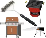 Hmh -shop grilio &scaron;epetys su nerūdijančio plieno &scaron;ereliais, grilio priedai, valymo &scaron;epetys kepimo grotelėms, 30 cm vielinis &scaron;epetys, bbq &scaron;ereliai i&scaron; 3 pusių, trijų pusių grilio &scaron;epetys, grilio valiklis dujiniam griliui, anglims
