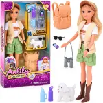 Jokomisiada Anlily Traveler Doll with a Dog + Backpack with Tourist Accessories ZA6230