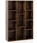 Knygų lentyna su 11 skyrių ir apsaugomis nuo apvirtimo, ruda, 74 x 24 x 106 cm