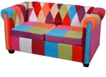 Fotelis Chesterfield dvivietė sofa, audinys